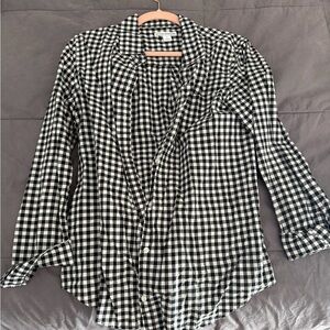 Black and white checkered button down shirt